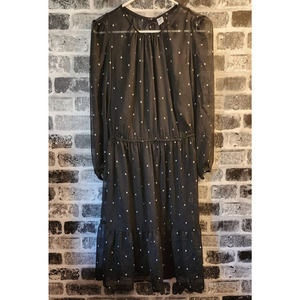 Old Navy Dress Black White Stars Midi Size Small